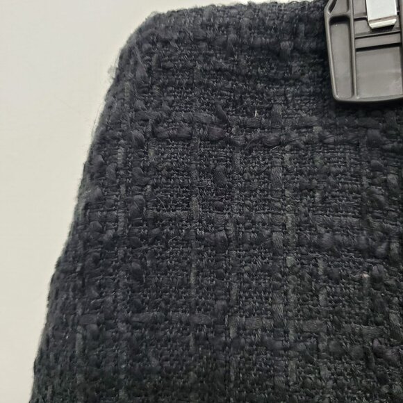 Ann Taylor LOFT Black Tweed Silver Button Nautical Faux Wrap‎ Kilt Skirt NWT 12 - Picture 2 of 10
